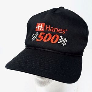 Vintage Hanes 500 NASCAR Winston Cup Racing Black Rope Snapback Hat Cap